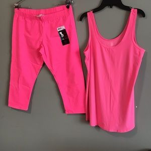 NO BOUNDARIES Pink Tank and Capri Leggings Set Juniors XL (15-17) NWT